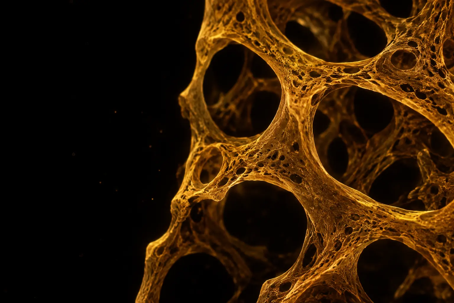 Fluorescence micrograph: cross-section of trabecular bone