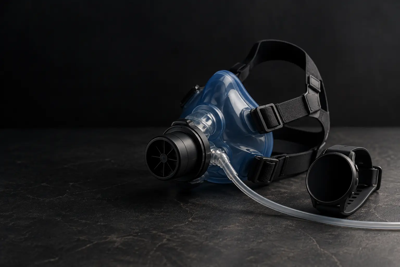 A clinical cardiopulmonary exercise testing face mask with its turbine flow sensor and sample line