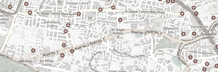 Street map around Genoryx Banjara Hills, with the clinic marked at the centre